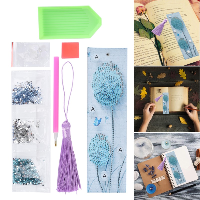 2 Sets Diamond Painting Kit 5D Students DIY Bookmark Dandelion