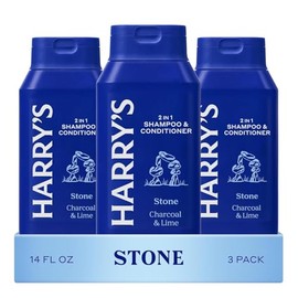Harry's Champú y acondicionador 2 en 1 para hombres para todo tipo de cabello - Nuevo aroma Stone - (Paquete de 3) 14 fl oz - Sin parabenos ni sulfato