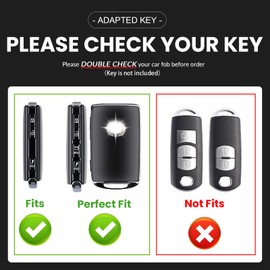 Genuine Leather Key Fob Cover, Fit for Mazda 3, 6, 3 Hatchback, CX-5, CX-9, CX-12, CX-30, CX-50, MX-5, for Miata 2019-2025~, with Leather Keychain and Zinc Alloy Buckle, Black