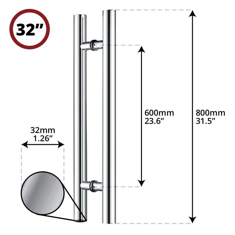 Canzak 32 inch Brushed Stainless Steel Pull Push Door Handles,