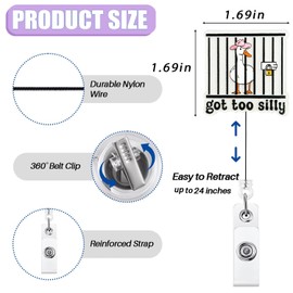 Got Too Silly Badge Reel Retractable, Funny Badge Reel for Nurse Nursing Student RN MA CNA LPN Medical Worker & Teacher, Silly Goose Badge Holder with Alligator Clip & 24” Durable Nylon Cord | Acrylic