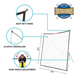 Net Playz Golf Practice Auto Return Net,10Ft x 10Ft, Quick Set-up, Multi-Angle Adjustment, Golf rebound net, Outdoor Training net