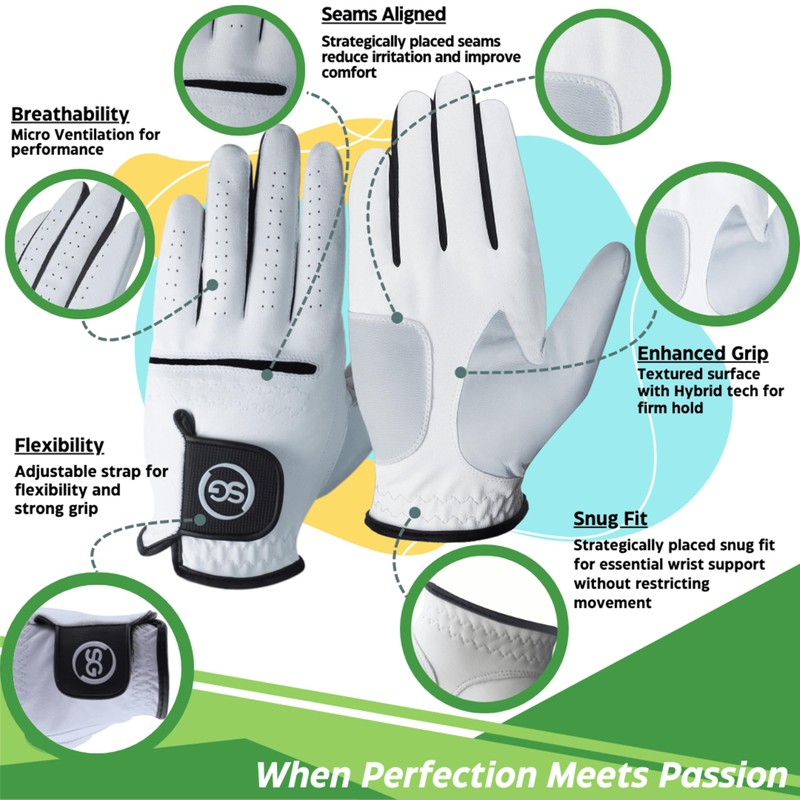 H-Cube All-Weather Microfiber Golf Gloves Men Right Handed Golfer Large