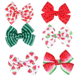 LUOZZY 6pcs Watermelon Hair Bows Little Girl Bow Hair Clips Children Watermelon Hair Clips Summer Hawaii Hair Accessories