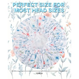 Auban Shower Caps, Waterproof Shower Cap for Women Long Hair, Double Layers Reusable Shower Cap with Soft Comfortable PEVA Lining Non-fading Bathing Shower for Ladies