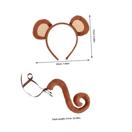 Lurrose Monkey Ears Headband Tail Cosplay Animal Accessories Soft Comfortable Material Durable Jungle Party Costume