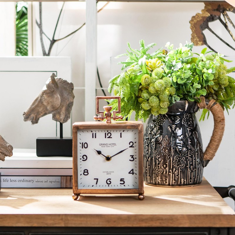 NIKKY HOME Metal Table Clock, Silent Non-Ticking Classic Battery Operated