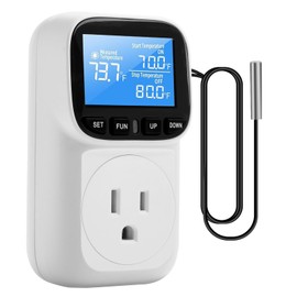 Diymore Plug in Digital Thermostat Temperature Controller,1800W,120V / 15A,-104℉~210℉, Heating Cooling Mode Solar Controller Incubator Thermometer Reptile Thermostat Greenhouse Thermostat