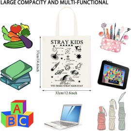 JTOUK K-Pop Lover Gift SKZ K-Pop Boy Band Inspired Canvas Tote Bag for Fandom Girls, Stray Tote EU