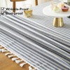 meioro Table Cloth Blue White Striped Tablecloth Tassels Cotton Linen