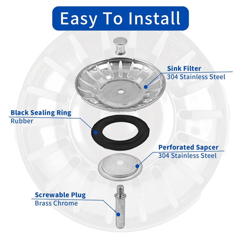 2 Pieces Kitchen Sink Strainer, 78mm Diameter Sink Filter, Sink