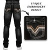 Men's Stretch Denim Jeans Classic Jeans with Embroidered Design, ESDVD