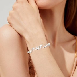 Pulsera de plata 925 para Mujer, Pulseras Elegante Brazalete Dije Moda Ajustable Joyería para Mujeres, Regalos para Mamá, Esposa, Madre y Amigas, Regalos para Mujer Día de Madre, Cumpleaños
