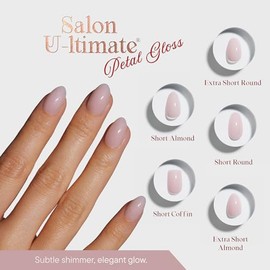 Celebritips Uñas postizas - Salon U-ltimate™ | Brillo de pétalos, uñas almendradas extracortas, reutilizables | 16 tamaños - Kit de 32 uñas con pegame