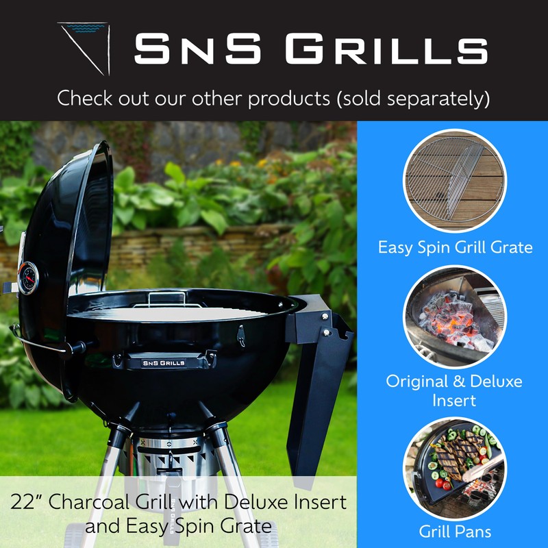 SnS Grills Slow ‘N Sear Easy Spin Charcoal Grill Cooking