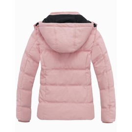 wantdo Women's Ladies Winter Jacket Hooded Puffer Coats Short Puff Coats Pink L