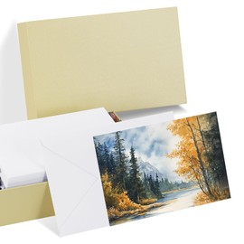PATIKIL 30 Sets Pure Cotton Watercolor Cards 140lb/300 GSM Postcards with Envelopes for Art Painting Creative Thank Notes, 4x6 Inch(Beige Box)