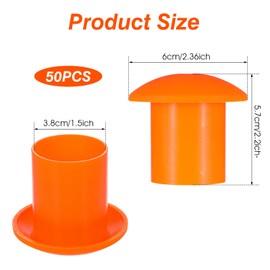 50 PCS Rebar Cap, Mushroom Rebars End Caps, Plastic Rebars Safety Cap,Construction Safety Caps, Fit for Concrete Stakes Rebar #3-#7, 3/8-1 inch, Orange