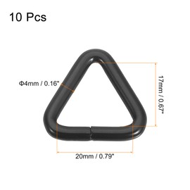 sourcing map 10 Pcs Metal Triangle Ring Buckle, 1" Belt Fastener Connectors Strap Keeper Loop for DIY Leather Purse Bags Handbag Straps, Black