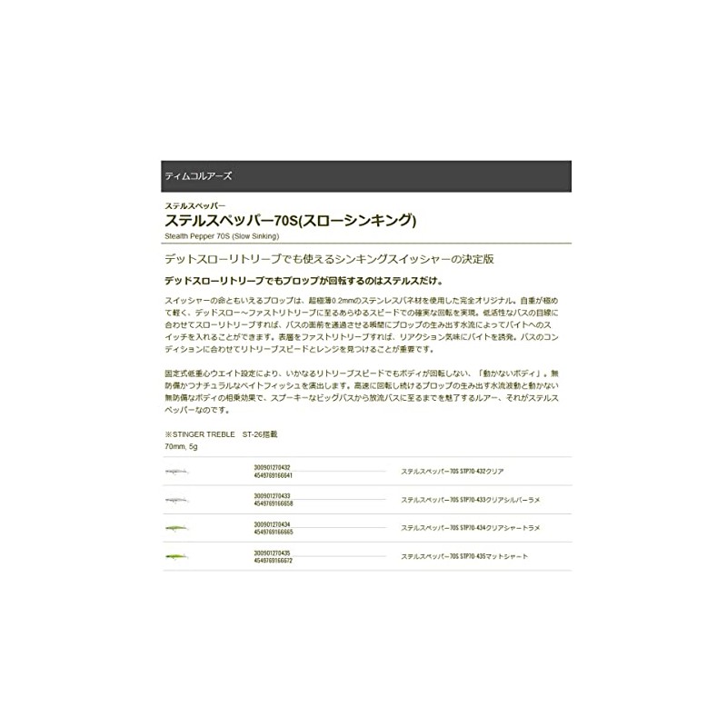 TIEMCO STP70-#434 Stealth Pepper 70S Clear Shear Tram