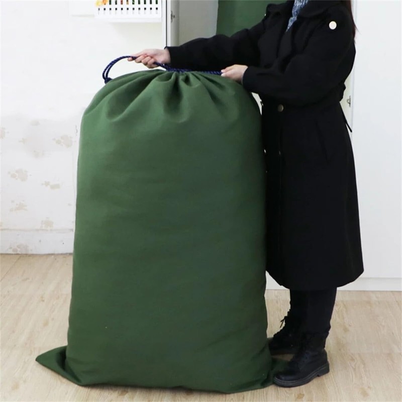 AIMALL Large Canvas Drawstring Bag, Multi-Purpose Storage Pouch, Army Green,