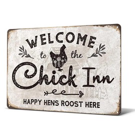 Heuhuww Funny Chicken Decor Chicken Coop Sign Farmhouse Roost Decor for Outdoor Farm Fence Hen Lovers 12"x 8" (H10)