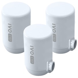 IVO Replacement Filters – Water Filtration System for Standard Faucets (Value Pack of 3 lasts for 12 months) – 4-Stage Filtration with NSF-Approved Technology – Removes Contaminants down to 0.1 Micron, Retains Healthy Minerals