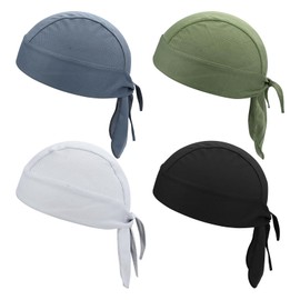 Bekecidi Pack of 4 Bandana for Men, Breathable Sports Wheel Cap, Sun Protection Headband, Hat Bandana for Outdoor, Climbing, Running, Hiking, multi-coloured