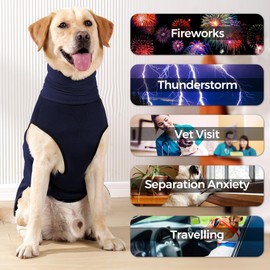 HEYWEAN Dog Anxiety Jacket with Calming Hood Anxiety Relief Vest with Ear Cover Dog Calming Coat Turtleneck for Thunder Fireworks Travel and Separation Anxiety Wrap Dog Anxiety Coat Reflective Strips