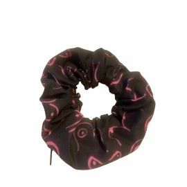 SHOPGALNY Black Pink Boobs Print HAIR ZIPPER SCRUNCHIE FUN GIFT SCHOOL, GYM, Yoga NWT