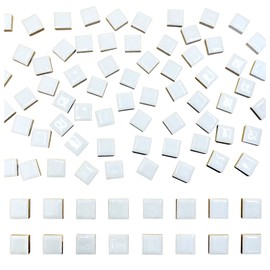 100 Pieces Ceramic Mosaic Tiles 3/5" Square Shapes Mosaic Ceramic Pieces Stained Ceramic Tiles Supplies for Crafts Beginner Mosaic Project Stepping Stones Mosaic Birdhouse Decor - White