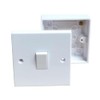Single Wall Switch & Back Box Pattress. 1 Gang 2