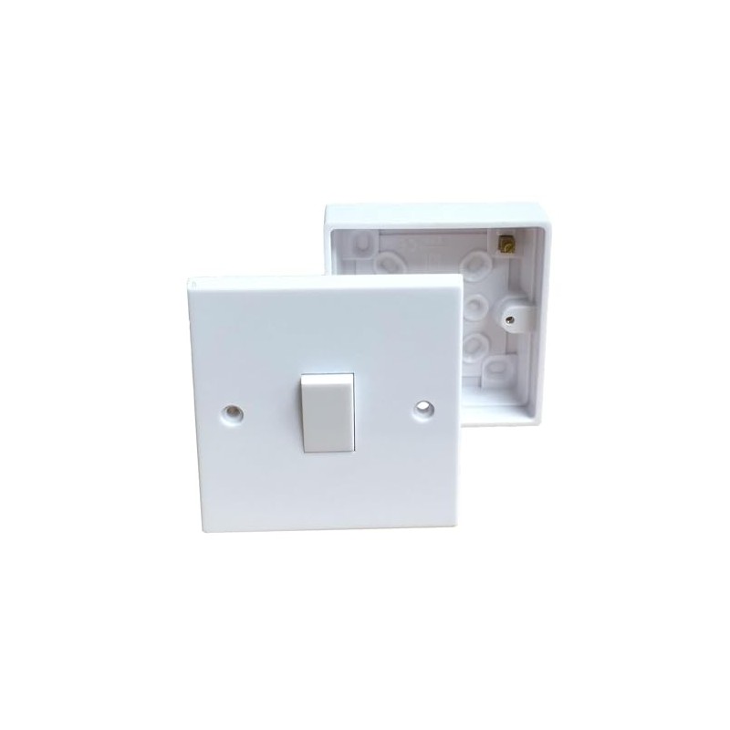Single Wall Switch & Back Box Pattress. 1 Gang 2