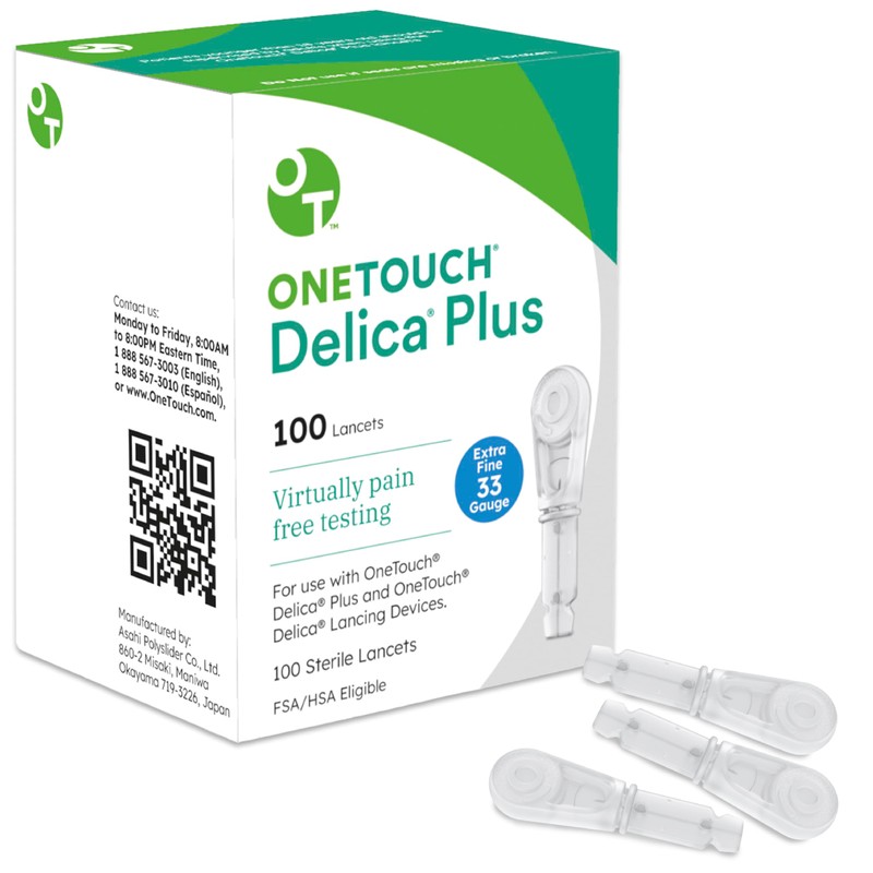 OneTouch Delica Plus Lancets for Diabetes Testing | Extra Fine