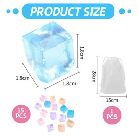 15 Pieces Of Ice Cube Squeeze Toys, 1 Piece Of Storage Bag, Soft Three-Dimensional Cube Toys, Decompression Mini Toys