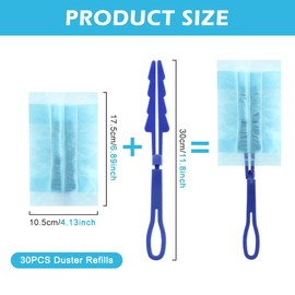 30 Count Duster Refill, 180 Dusters Heavy Duty Refills, Multi-Surface Duster Electrostatic Replacement Head with Foldable Handle, Disposable Dusters Heads for Home Office (Blue)(Blue)