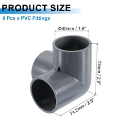 sourcing map 1-1/4" PVC Fittings, 4 Pcs 3 Way Elbow Connector Elbow PVC Furniture Fittings Corner Fitting for Water Supplies PVC Furniture DIY Shelf Greenhouse Tent Connection, Grey