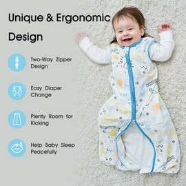 XUNATA 0.5 TOG Sleep Sack Wearable Blanket 100% Cotton, 0-6 Months Baby Sleeping Bag with 2-Way Zipper, Summer Lightweight Toddler Sleeping Bag for Boy Girl, Windmill