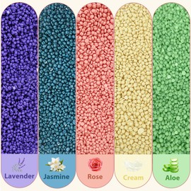 Wax Beads, Anreacho 1.1 lb Hard Wax Beans for Hair Removal, Brazilian, Bikini, Face, Eyebrows, Underarms, Chest, Back, Legs, Wax Refill for Women & Men, Pack of 5