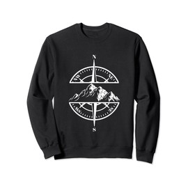 Compass Rose Mountain Scene Hiking Backpacking Nature Lover Sweatshirt