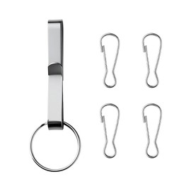 Stainless Steel Belt Loop Keyring Mens Earbuds Bag Clip Heavy Duty Belt Clip Loop for Dad Brother Men Keychain Key Fob Double Side Quick Release Handcuff Key Holder with Detachable Key Chain
