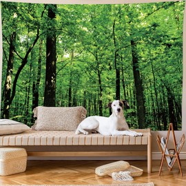Skcess Wandtuch 300X260cm, Wandteppich Wald Natur Grün Tapestry Landschaft Dschungel Tapisserie Wandbehang für Wohnzimmer Schlafzimmer Wanddeko