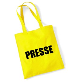 huuraa Jute Bag Press Lettering Bag Cotton 10 Litres with Motif for Journalists Gift Idea for Friends and Family, yellow