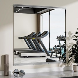 VooBang Home Gym Mirror - 2 PCS 24×48 inches, Large Wall Mounted Frameless Full Length Body Mirror for Dancing Studio, Exercise, Fineness, Yoga, Tempered Glass