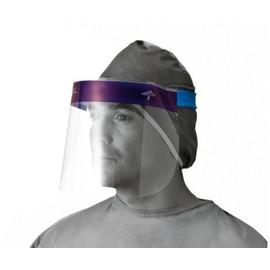 Medline Disposable Full Length Face Shield, Anti-Fog Polyester, 7.5 Inches Long, Foam Top, Elastic Band, Case of 96 Each