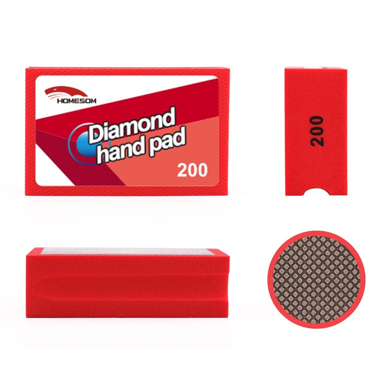 HOMESOM Electroplated Diamond Hand Polishing Pads 200 Grit Glass Grinding