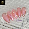 Peach Glass Handmade Nail Tips - Short Almond / 피치유리