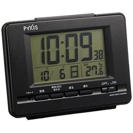 Seiko Digital RC Alarm Clock with Calendar & Temperature Display, PYXIS Black/Metallic (NR535K)