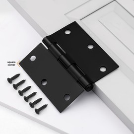 Probrico Interior Black Door Hinges, 3.5 X 3.5 Inch Door Hinges with Square Corners, Black Hinges for Doors, 12 Pack