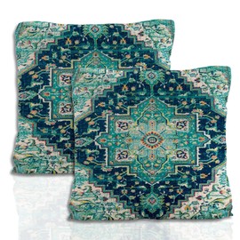 Pack of 2 Cushion Covers 45 x 45 cm Short Plush Bohemian Square Throw Pillow Case Boho Style Pillowcases for Sofa Bedroom Outdoor Patio Garden Brown with Invisible Zipper (Boho-2, 45 * 45)